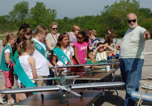 Girl Scouts learning about aviation
